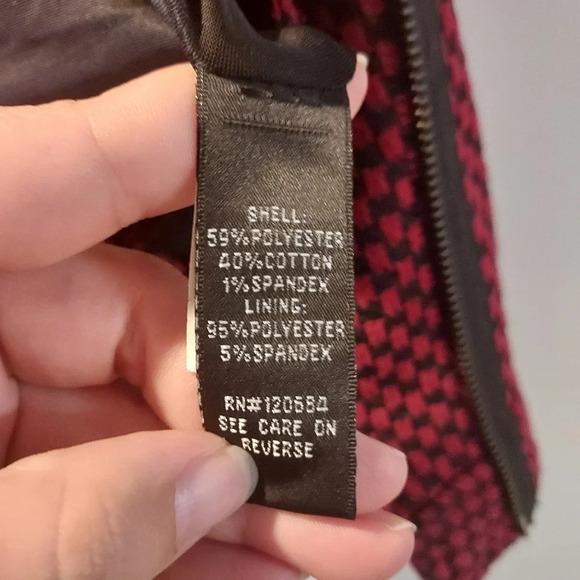 Torrid Maroon Red and Black Checkered Moto Knit Zipper Jacket in Size 2 - Picture 11 of 12